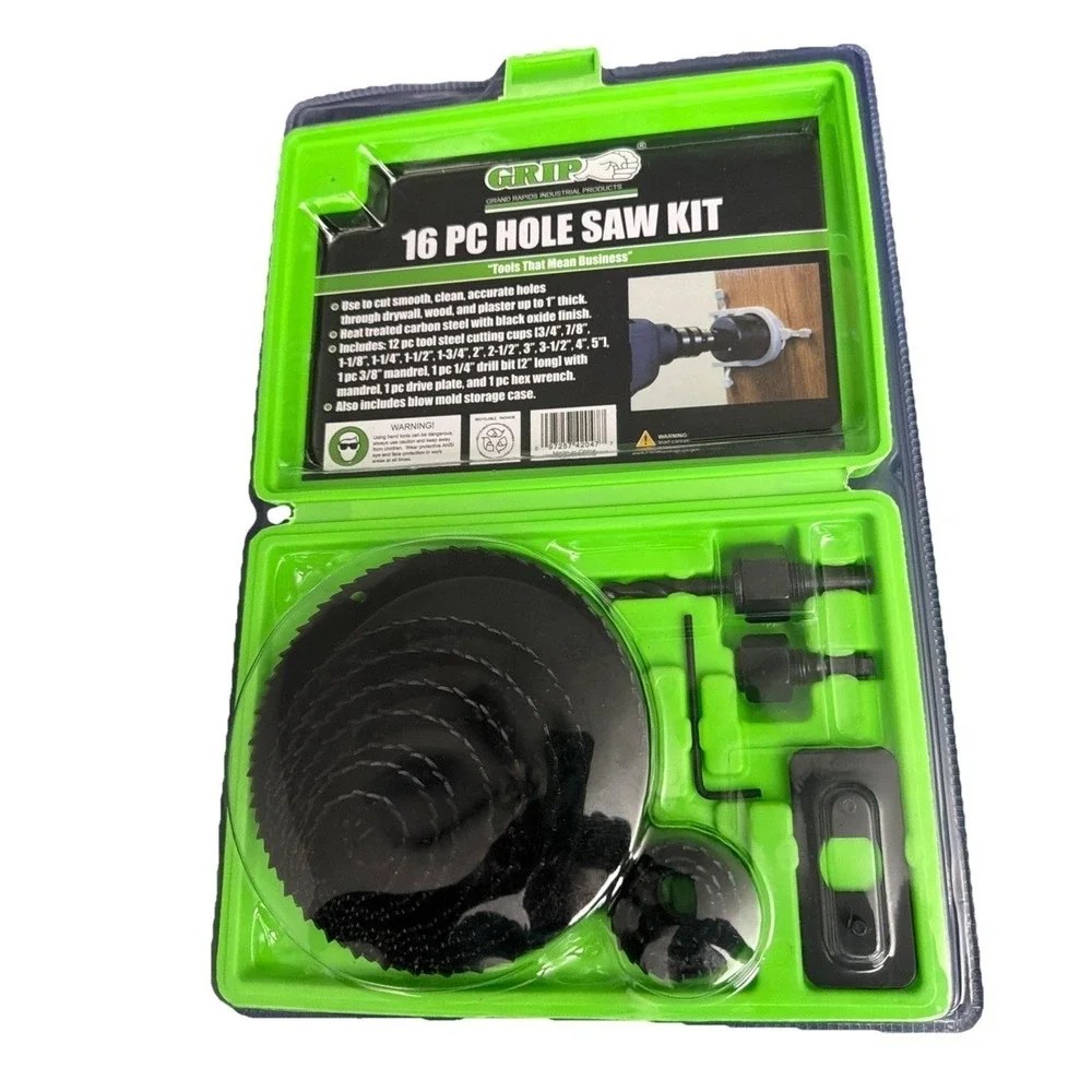 Grand Rapids Industrial‎ Products 16-Piece Hole Saw Kit - Grip Tools 42047